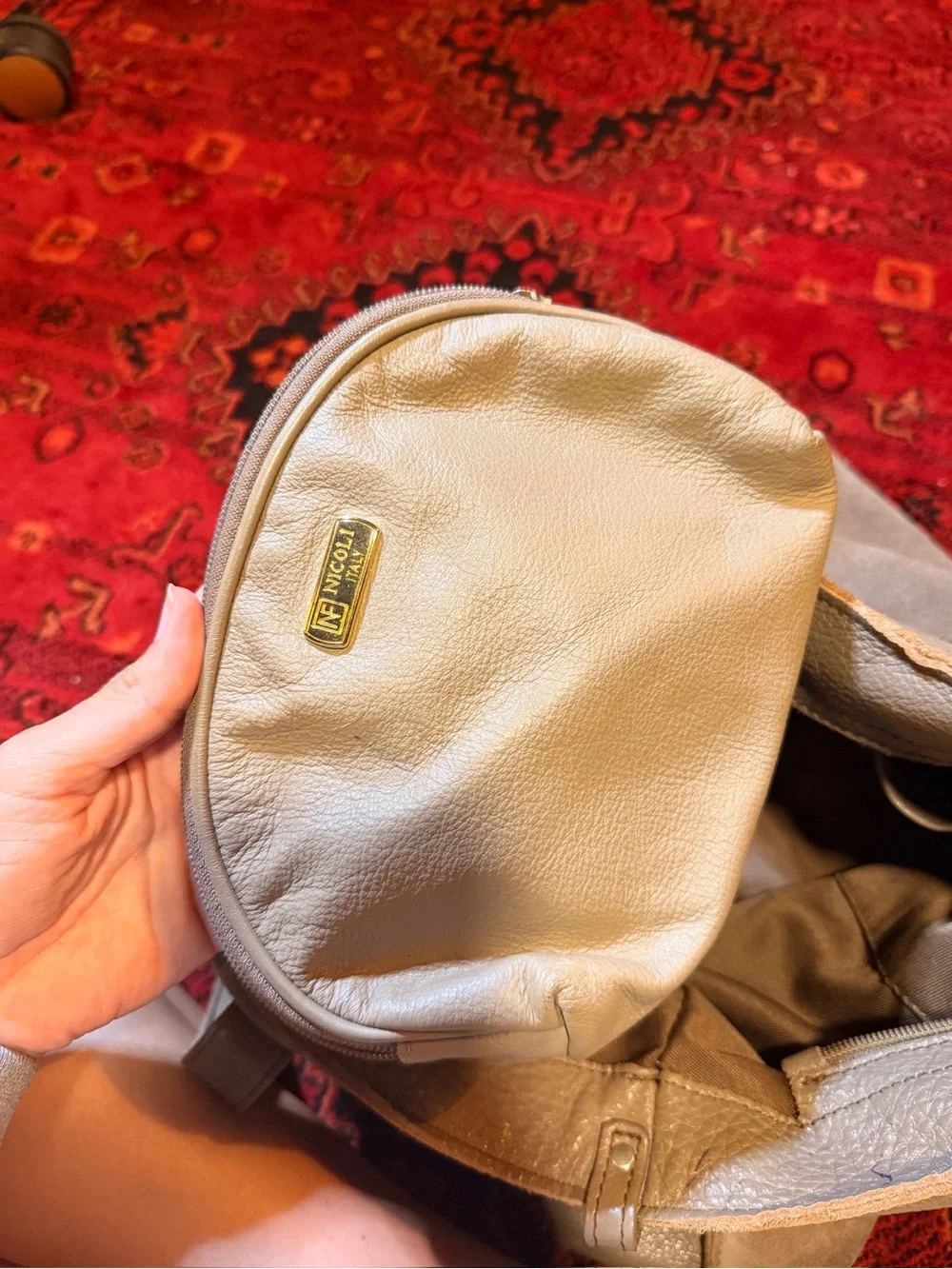 Neutral Taupe Leather & Suede Tote Bag - Versatile Everyday Carry